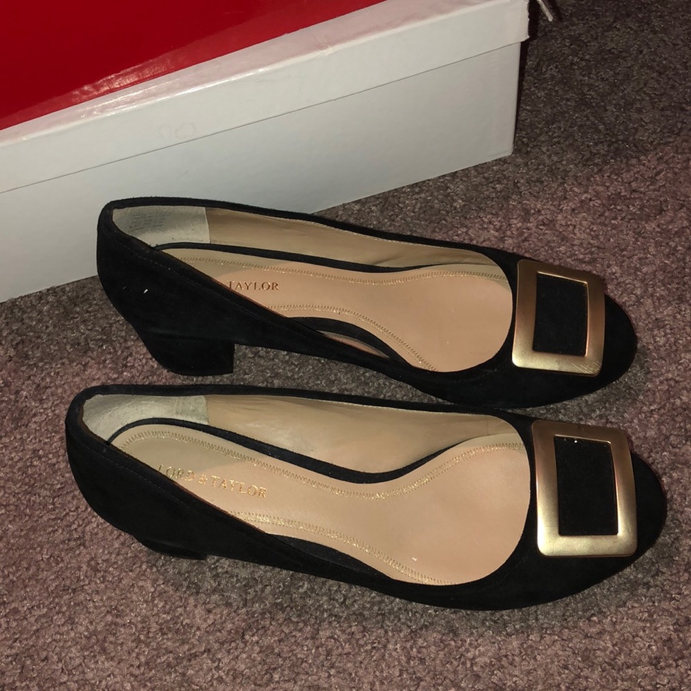 Black suede lord & Taylor geek with buckle